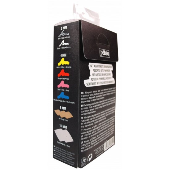 SET 8 COLOR 4ARTIST MARKER 2+4+8+15 MM OIL-BASED PAINT MARKER